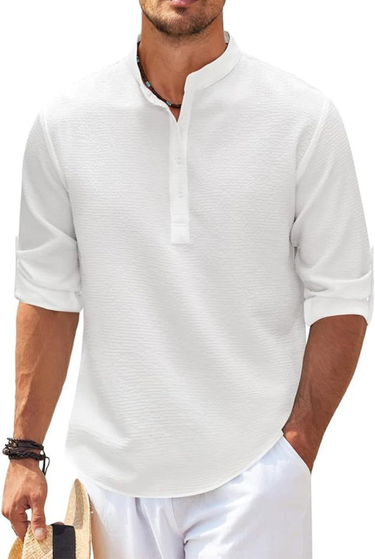 Camicia Henley Uomo Manica Lunga Stile Casual - Brentozzi