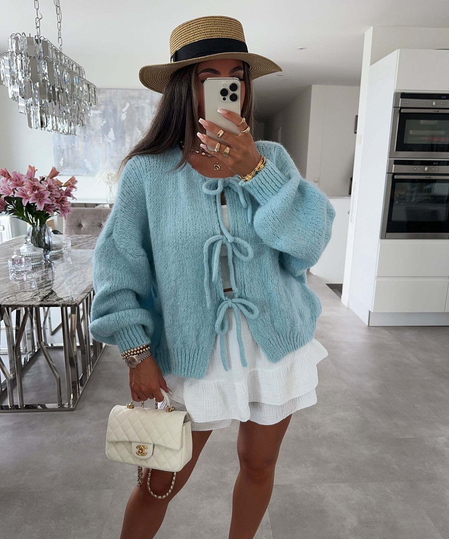 Cardigan Uomo Girocollo con Lacci Semplice