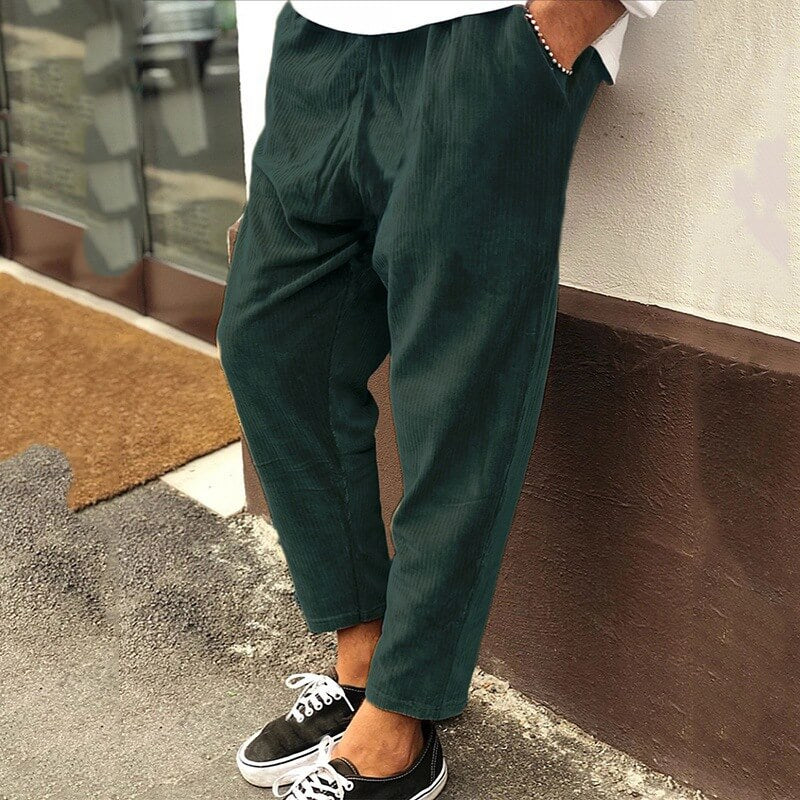 Pantaloni Uomo in Velluto Casual Vestibilità Comoda