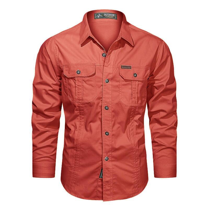 Camicia Uomo Outdoor con Tasche sul Petto e Collo con Bottoni