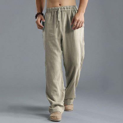 Pantaloni Lino Uomo Comfort Vestibilità Lunga