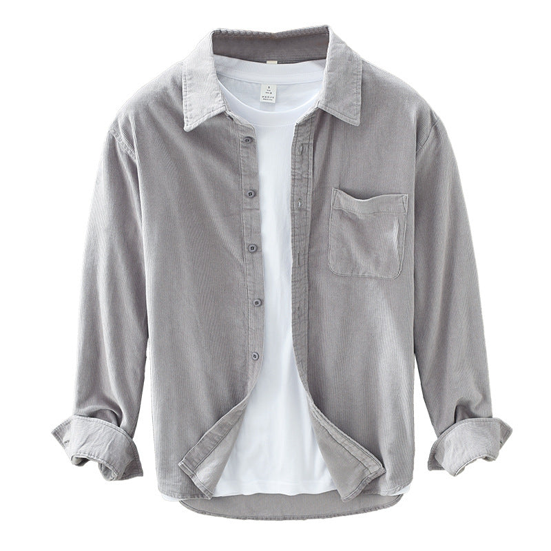 Camicia Uomo in Velluto a Coste Stile Classico Elegante