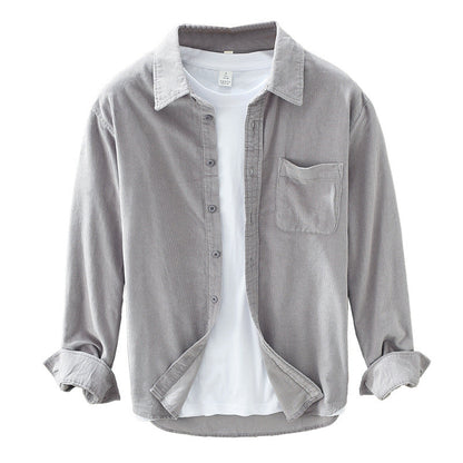 Camicia Uomo in Velluto a Coste Stile Classico Elegante