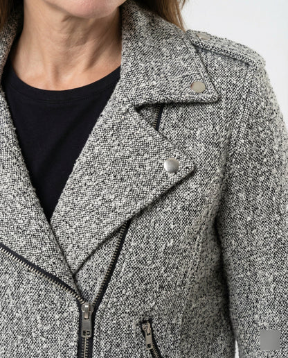 Giacca Biker Donna con Fantasia Animalier e Vestibilità Slim