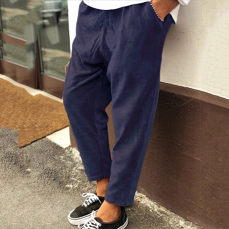 Pantaloni Uomo in Velluto Casual Vestibilità Comoda