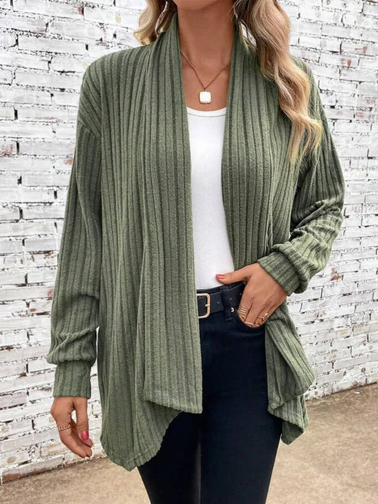 Cardigan Donna a Costine con Drapeaggio Morbido - Brentozzi