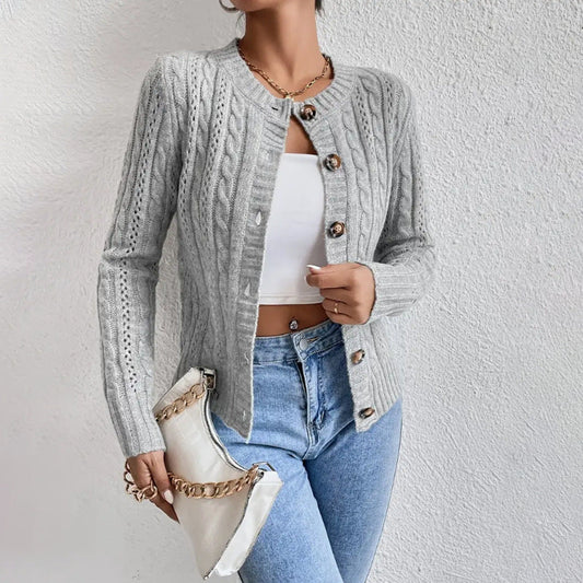 Cardigan Donna in Maglia Strutturata con Bottoni - Brentozzi