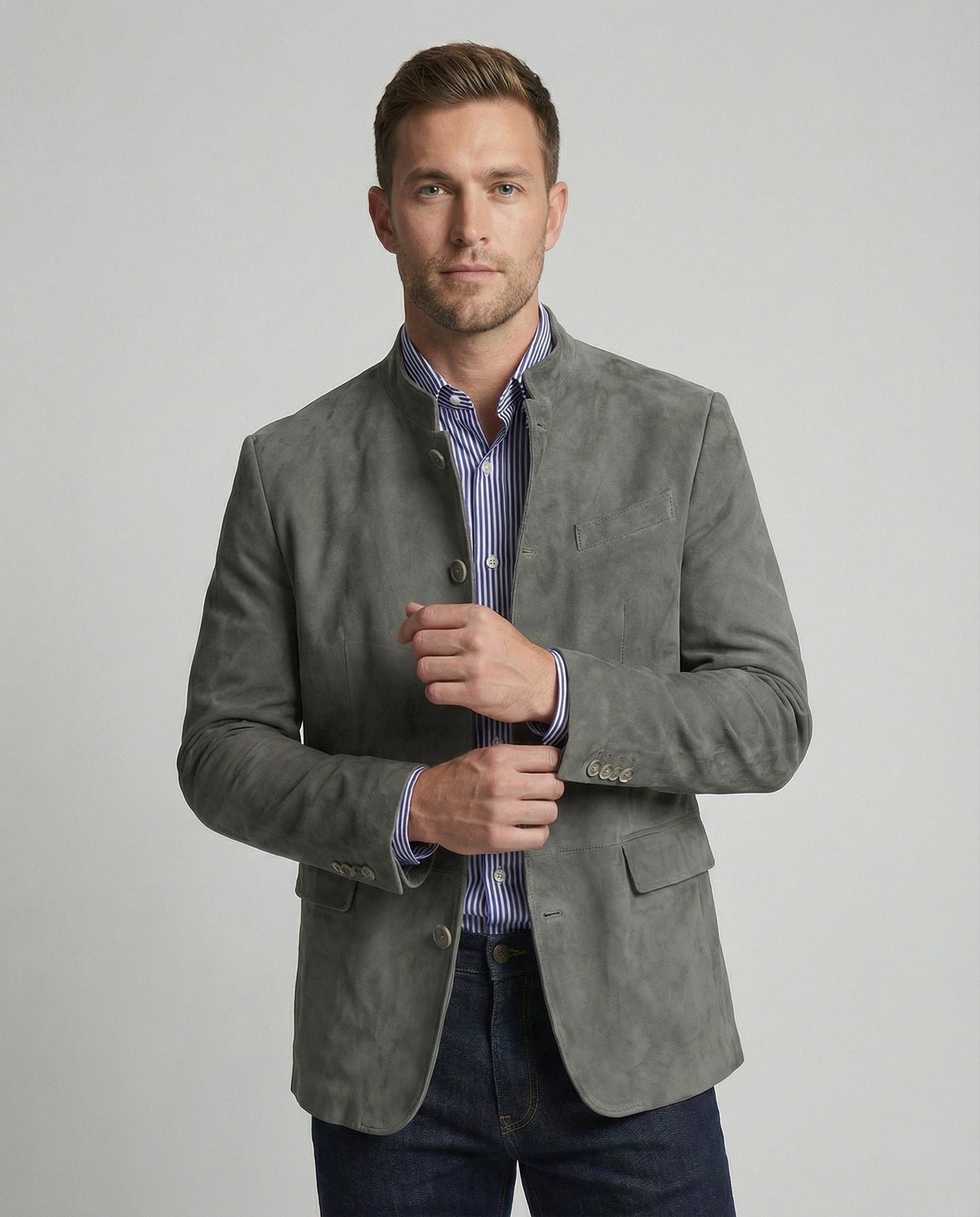 Giacca Uomo in Pelle Scamosciata Stile Moderno - Brentozzi