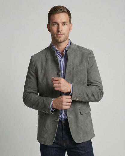 Giacca Uomo in Pelle Scamosciata Stile Moderno - Brentozzi