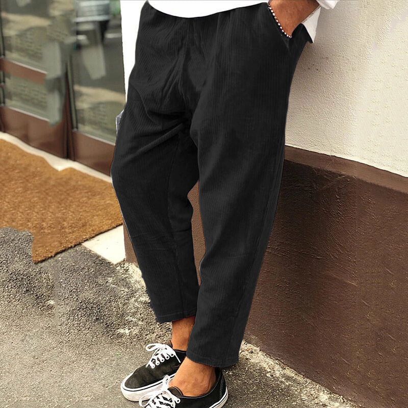 Pantaloni Uomo in Velluto Casual Vestibilità Comoda