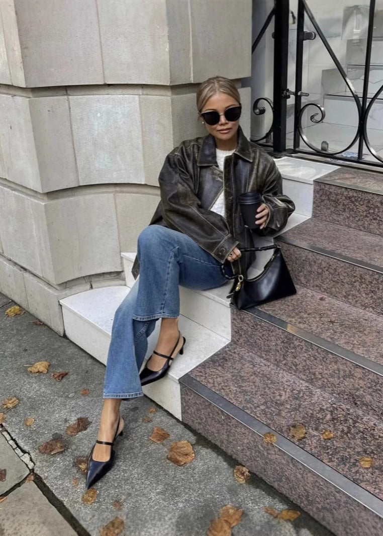 Giacca Donna Casual Tessuto Effetto Lavato