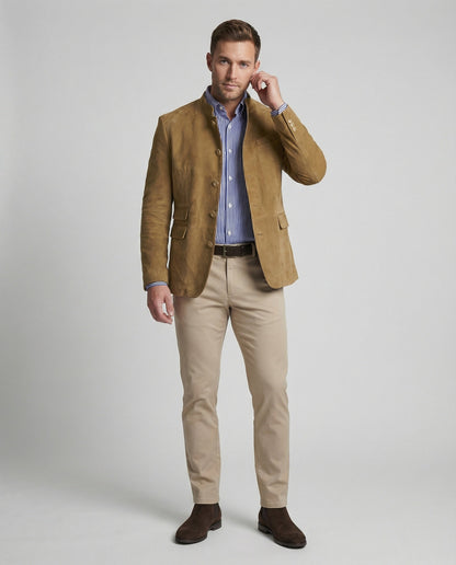 Giacca Uomo in Pelle Scamosciata Stile Moderno