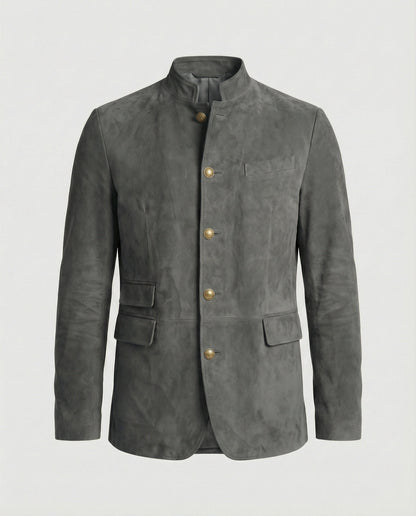 Giacca Uomo in Pelle Scamosciata Stile Moderno