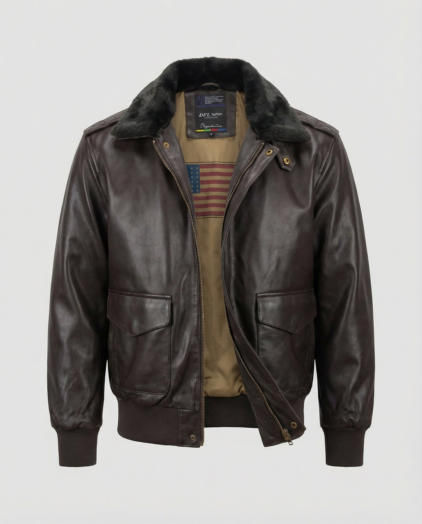 Giacca Pilota Uomo in Pelle con Collo Teddy