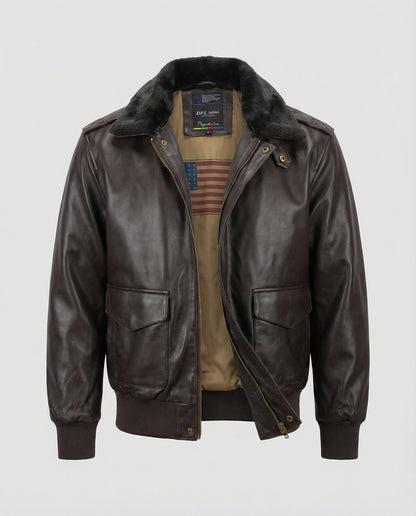 Giacca Pilota Uomo in Pelle con Collo Teddy