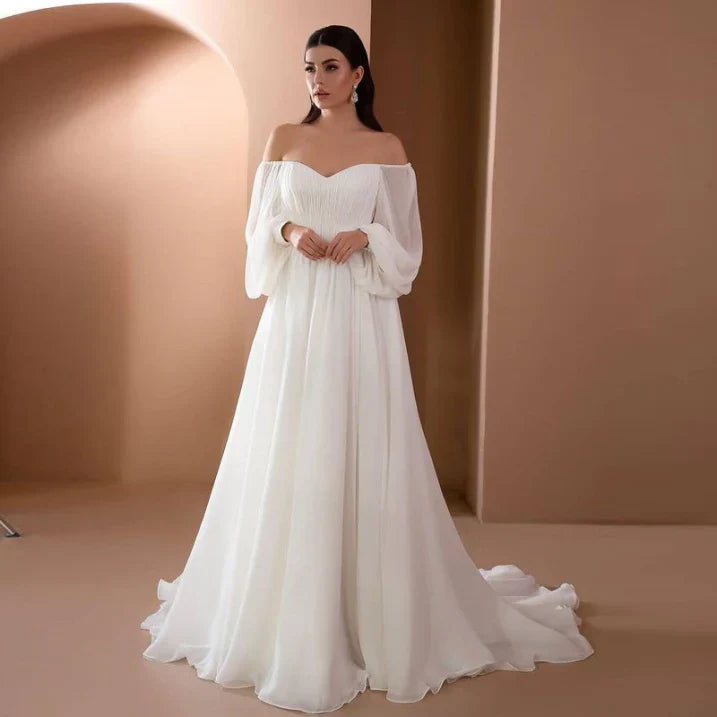 Abito Maxi Donna con Scollo Carmen per Ospiti di Matrimonio - Brentozzi
