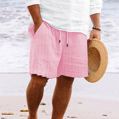 Pantaloncini Spiaggia Uomo Cotone Corda Elastico Vestibilità Ampia