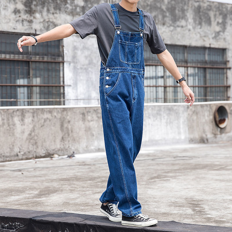 Jeans Salopette Uomo Denim Vestibilità Ampia