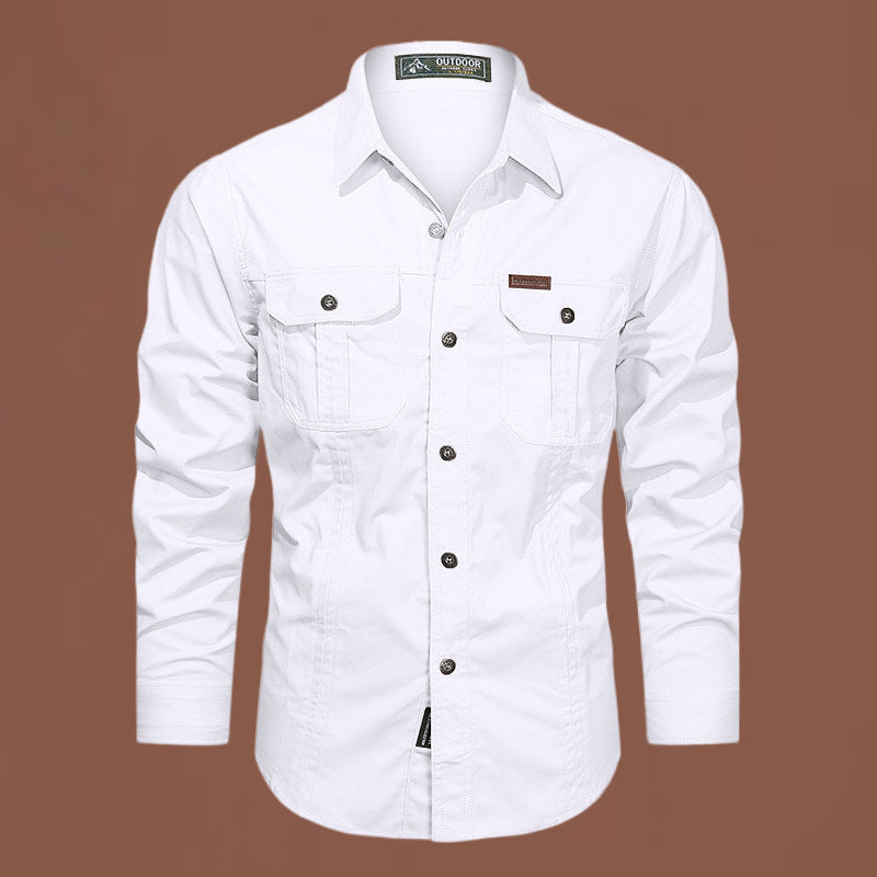 Camicia Uomo Outdoor con Tasche sul Petto e Collo con Bottoni