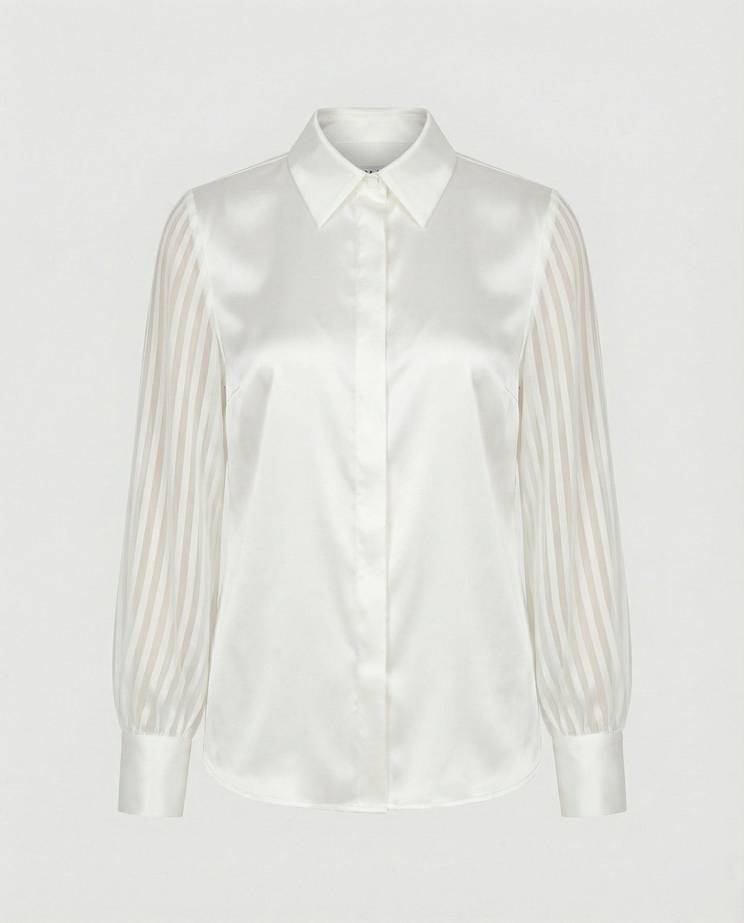 Camicia Donna in Satin con Maniche a Sbuffo Trasparenti