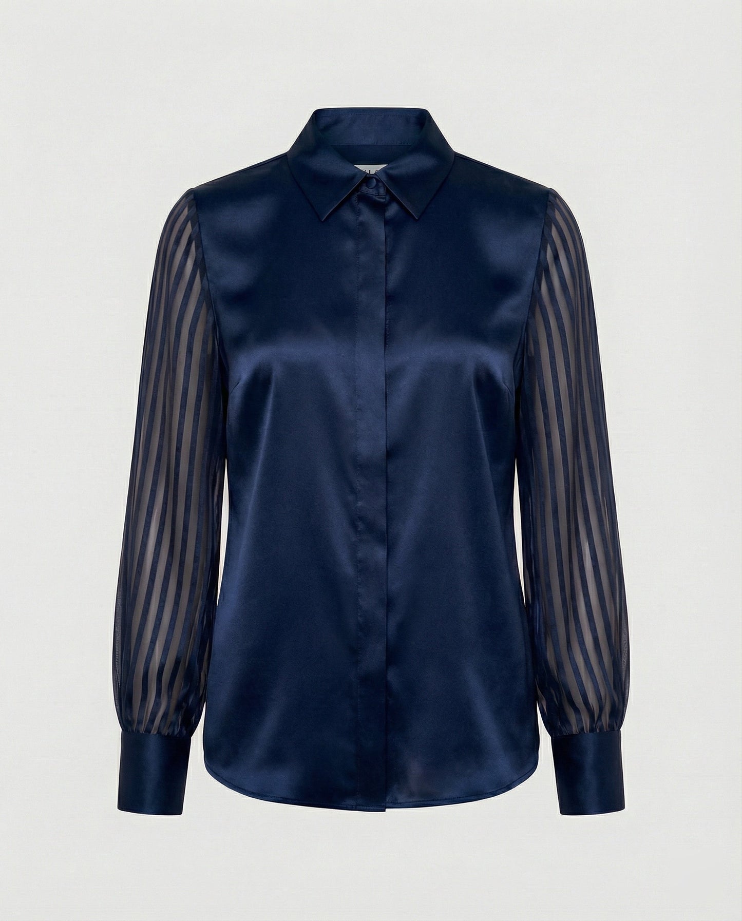 Camicia Donna in Satin con Maniche a Sbuffo Trasparenti