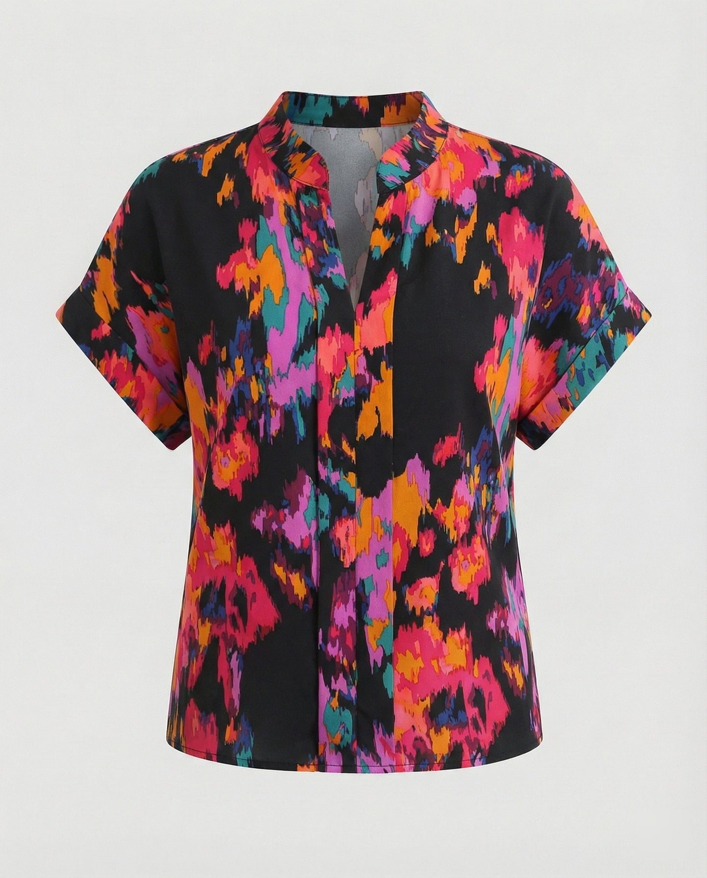 Blusa Donna con Motivo Floreale e Maniche Svolazzanti