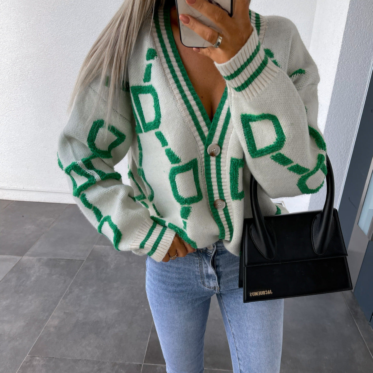 Cardigan Donna in Maglia Scollo a V Casual