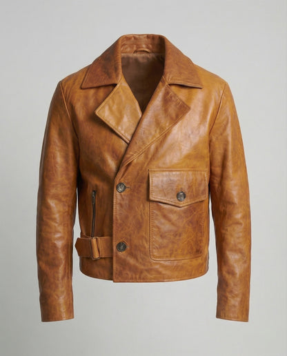 Giacca Biker Uomo in Pelle Corto con Rever