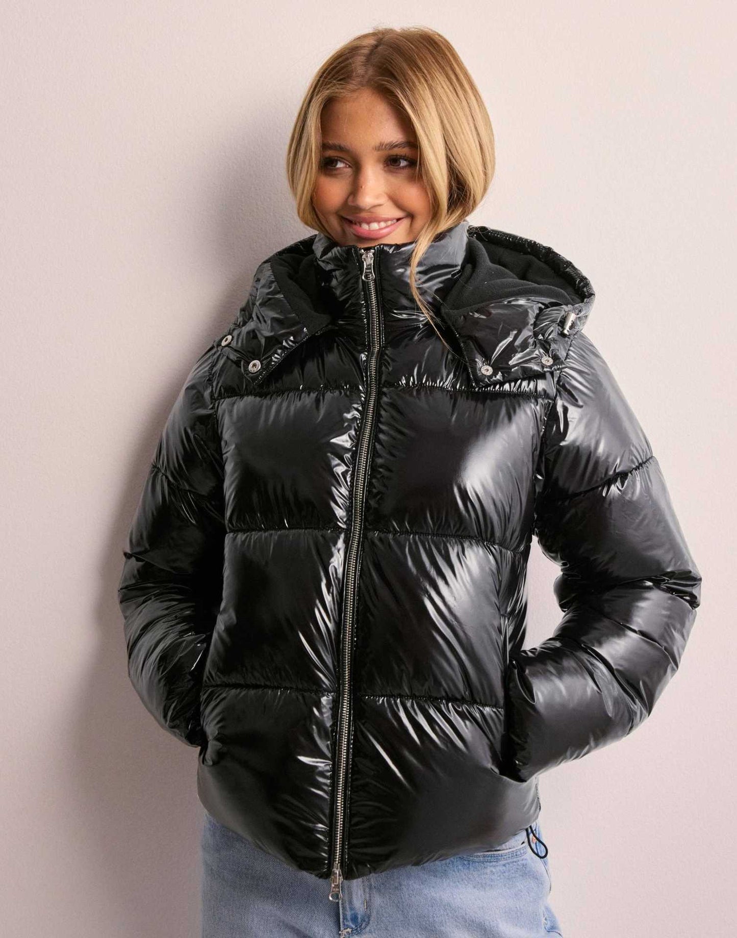 Giacca Piumino Donna Imbottita Calda con Cappuccio
