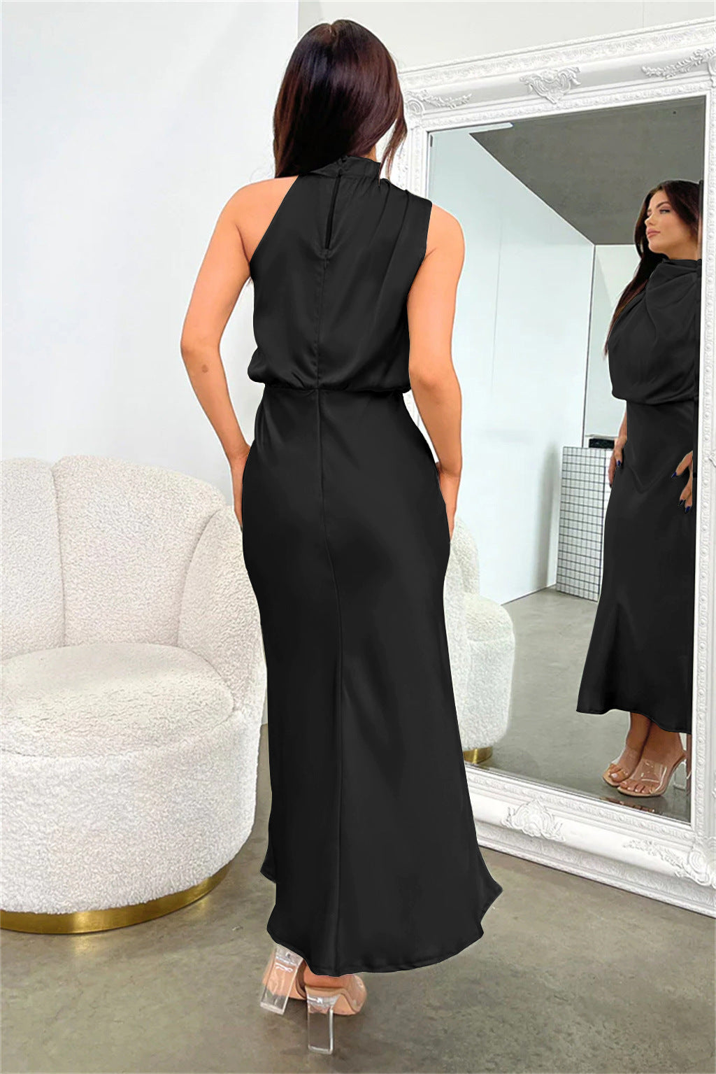 Abito Donna Scollo Halter Taglio A-Linea