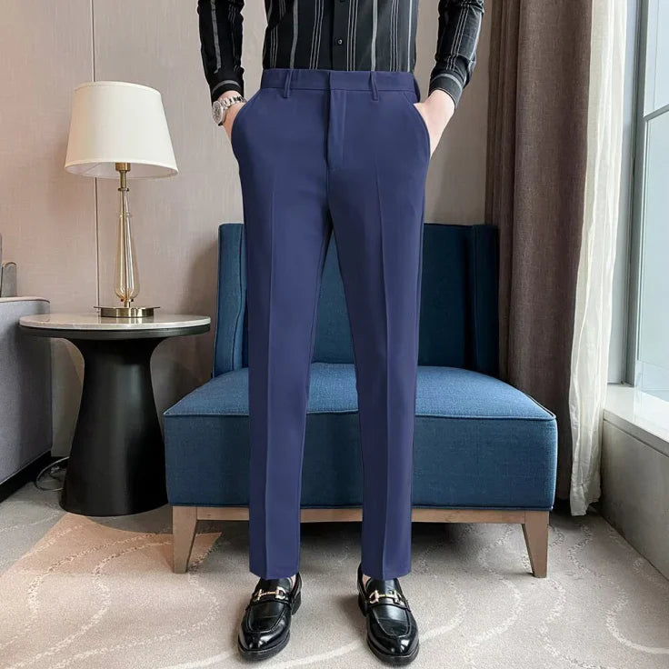Pantaloni Uomo Tessuto Elasticizzato Vestibilità Slim Taglio Dritto - Brentozzi