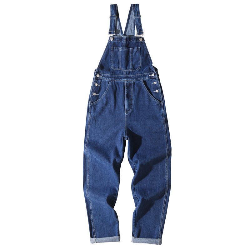Jeans Salopette Uomo Denim Vestibilità Ampia