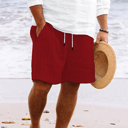 Pantaloncini Spiaggia Uomo Cotone Corda Elastico Vestibilità Ampia