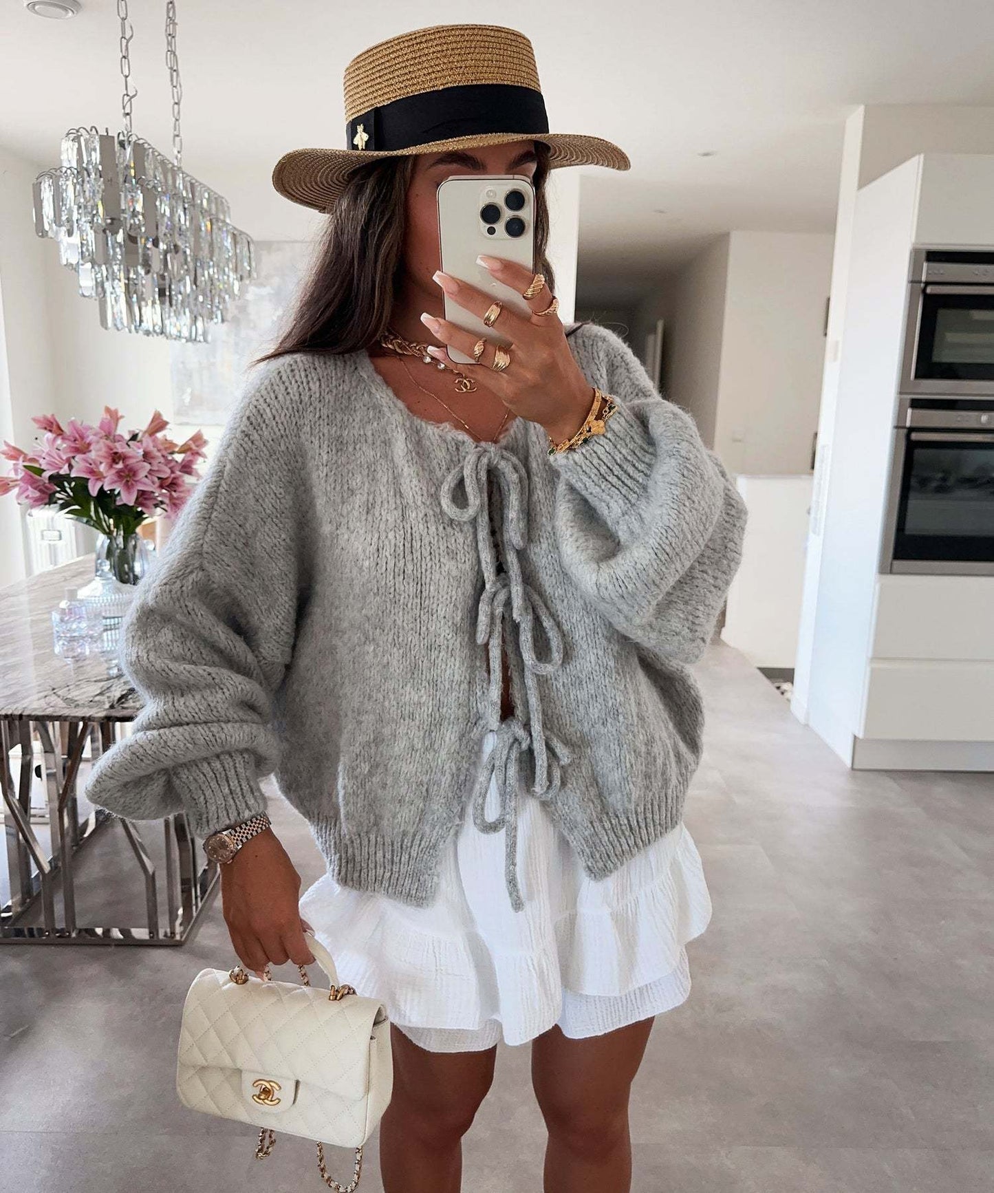 Cardigan Uomo Girocollo con Lacci Semplice