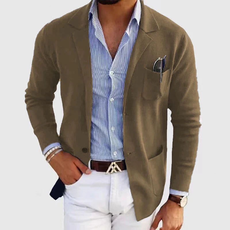 Blazer Uomo in Tessuto Morbido Vestibilità Larga