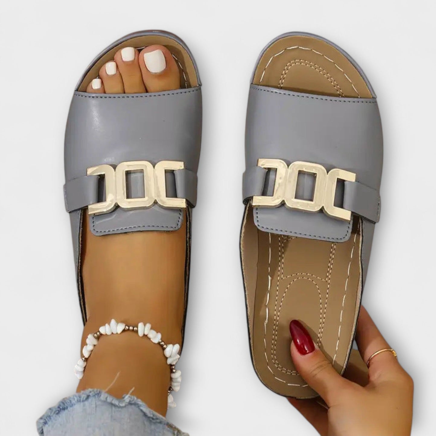 Sandali Donna con Fascia Sottile Tinta Unita