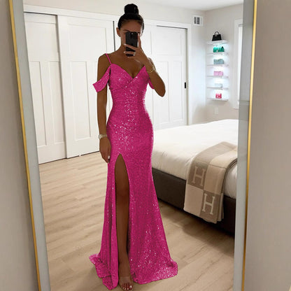 Abito Elegante Donna con Lustrini Svasato