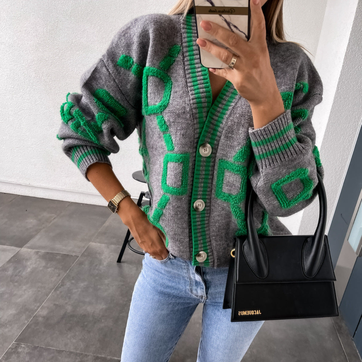 Cardigan Donna in Maglia Scollo a V Casual
