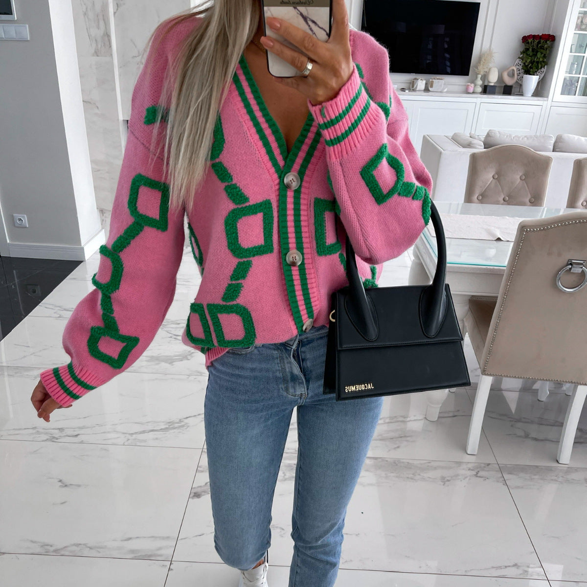 Cardigan Donna in Maglia Scollo a V Casual