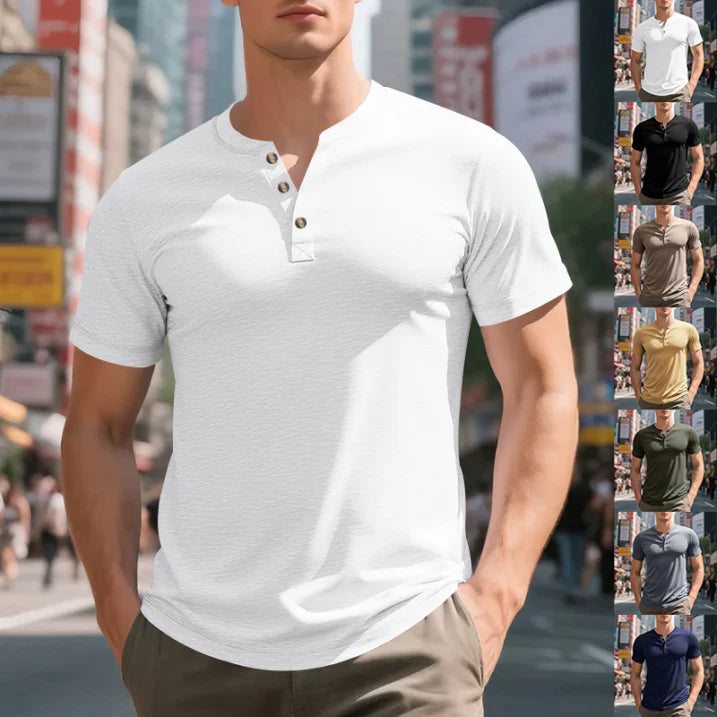 Maglia Uomo Manica Corta con Bottoni al Collo