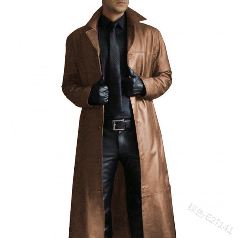Trenchcoat Uomo in Ecopelle Lunga Vestibilità Classica - Brentozzi