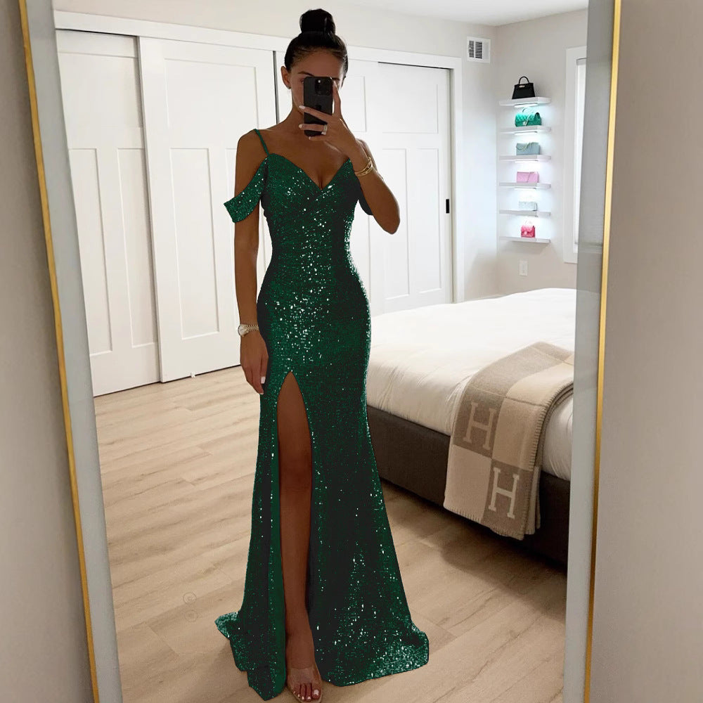 Abito Elegante Donna con Lustrini Svasato