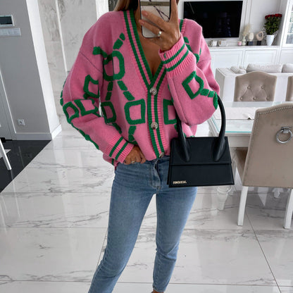 Cardigan Donna in Maglia Scollo a V Casual