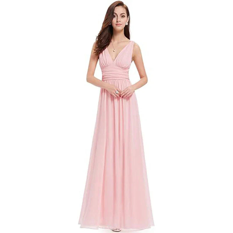 Abito Maxi Donna Scollo a V Orlo Fluttuante