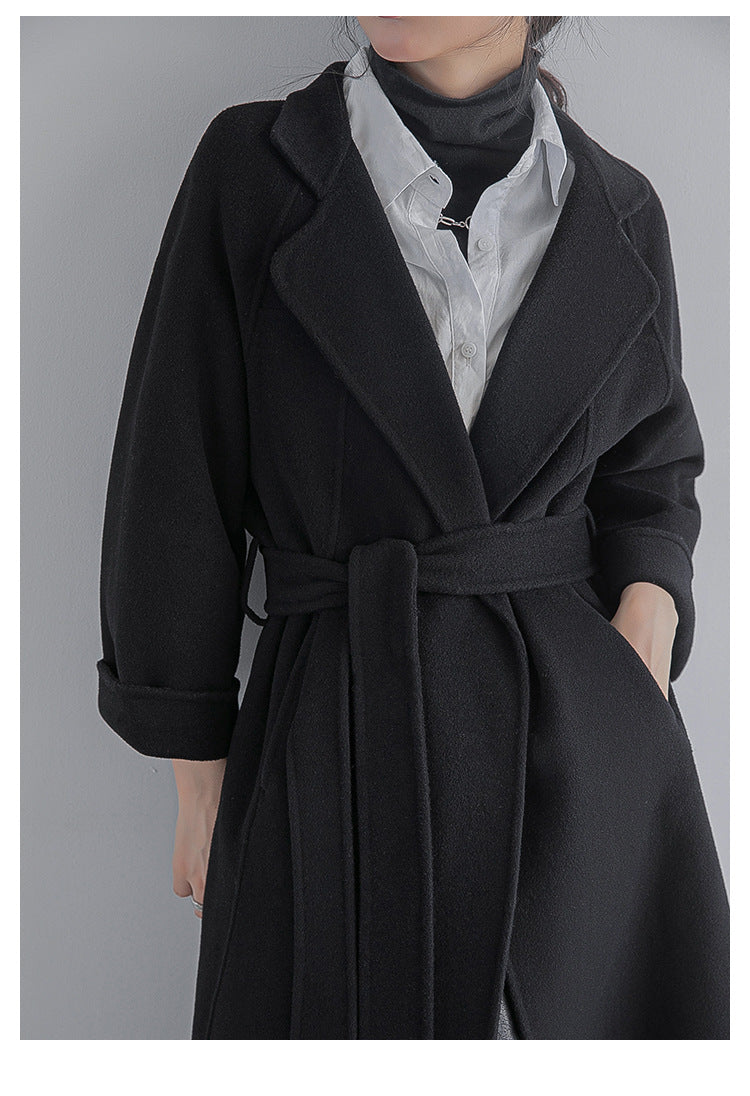 Cappotto Lungo Donna in Lana con Cintura