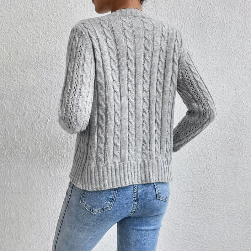Cardigan Donna in Maglia Strutturata con Bottoni