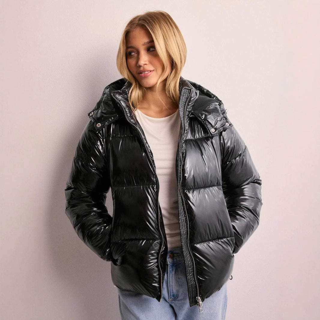 Giacca Piumino Donna Imbottita Calda con Cappuccio - Brentozzi