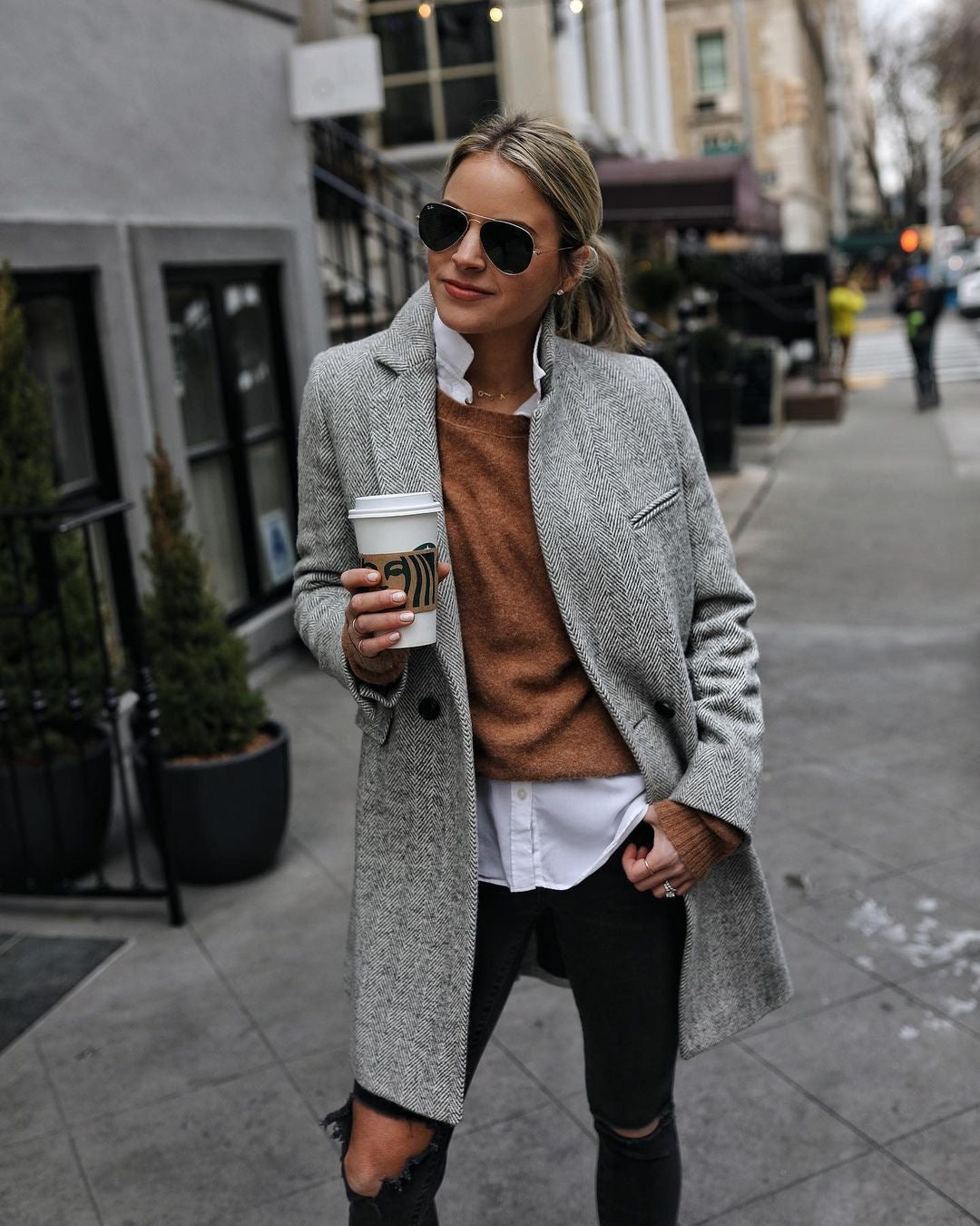 Cappotto Donna con Bottoni in Tessuto Strutturato Collo Rever - Brentozzi