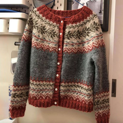 Cardigan Donna in Maglia Norvegese con Bottoni - Brentozzi