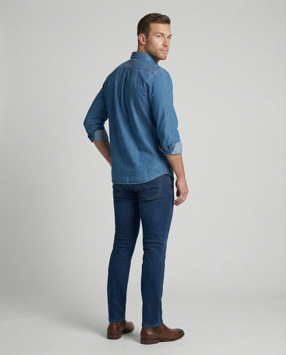 Camicia Uomo Jeans Manica Lunga Regular Fit